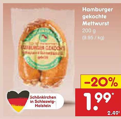 Hamburger gekochte Mettwurst 200 g