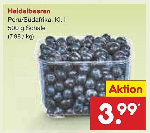 Heidelbeeren Peru/Südafrika, Kl. I - 500 g Schale