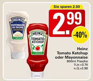 Heinz Tomaten Ketchup oder Mayonnaise 800ml