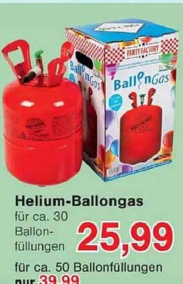 Helium-Ballongas für ca. 30 Ballonfüllungen
