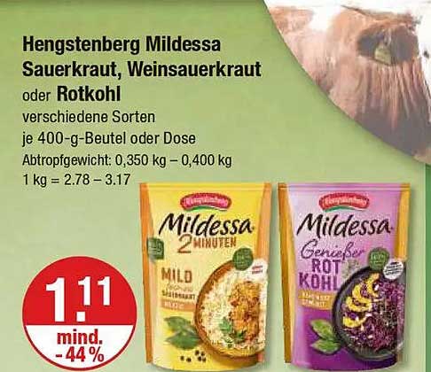 Hengstenberg Mildessa Sauerkraut, Weinsauerkraut oder Rotkohl