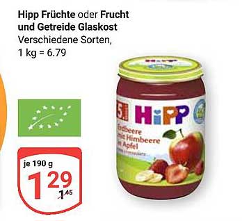 Hipp Früchte oder Frucht und Getreide Glaskost, verschiedene Sorten