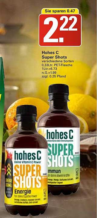 Hohes C Super Shots - 0,33 L PET-Flasche