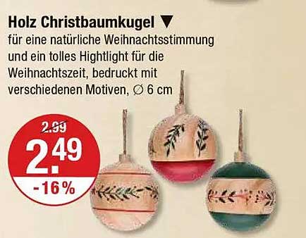 Holz Christbaumkugel für eine natürliche Weihnachtsstimmung