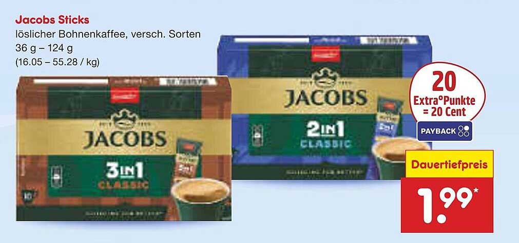 Jacobs Sticks - löslicher Bohnenkaffee, versch. Sorten