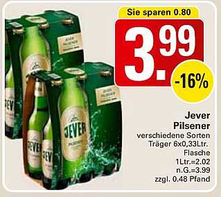 Jever Pilsener 6er Träger - verschiedene Sorten