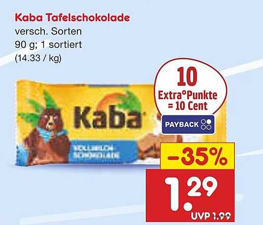 Kaba Tafelschokolade - verschiedene Sorten 90 g