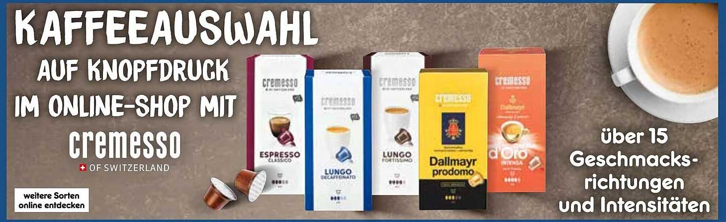 Kaffeewahl auf Knopfdruck im Online-Shop mit Cremesso