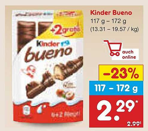 Kinder Bueno - 117 g bis 172 g - jetzt zum Sonderpreis!