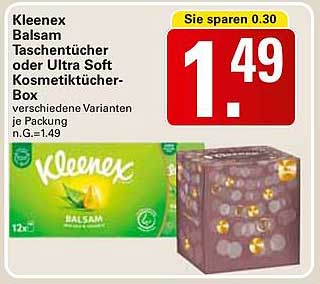Kleenex Balsam Taschentücher oder Ultra Soft Kosmetiktücher-Box