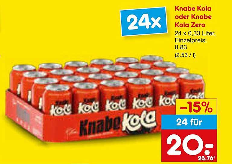 Knabe Kola oder Knabe Kola Zero - 24 Dosen