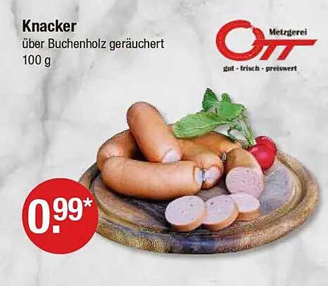 Knacker über Buchenholz geräuchert 100 g
