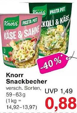 Knorr Snackbecher – Käse & Sahne / Brokkoli & Käse
