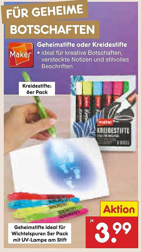 Kreidestifte 6er Pack – Für geheime Botschaften