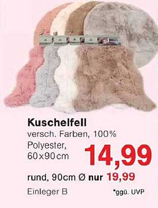 Kuschelfell - rund, 90cm Ø, verschiedene Farben, 100% Polyester