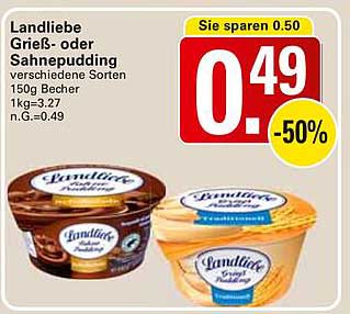 Landliebe Grieß- oder Sahnepudding 150g Becher