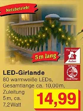 LED-Girlande mit 80 warmweißen LEDs