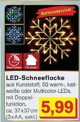 LED-Schneeflocke aus Kunststoff mit Doppel-Funktion