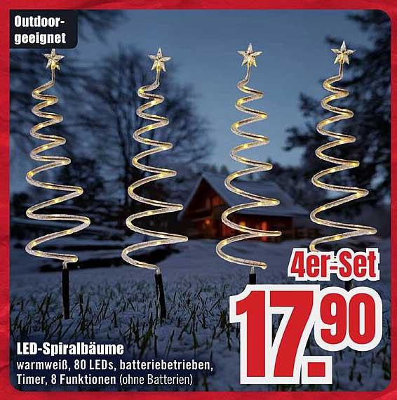 LED-Spiralbäume 4er-Set für nur 17,90 €