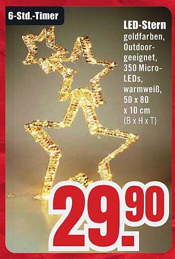 LED-Stern goldfarben, outdoor-geeignet, 350 Micro-LEDs, warmweiß, 50 x 80 x 10 cm