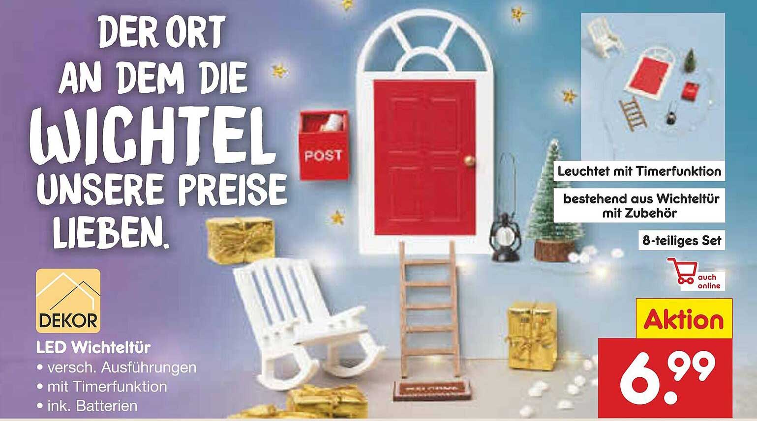 LED Wichteltür - 8-teiliges Set mit Timerfunktion und Zubehör