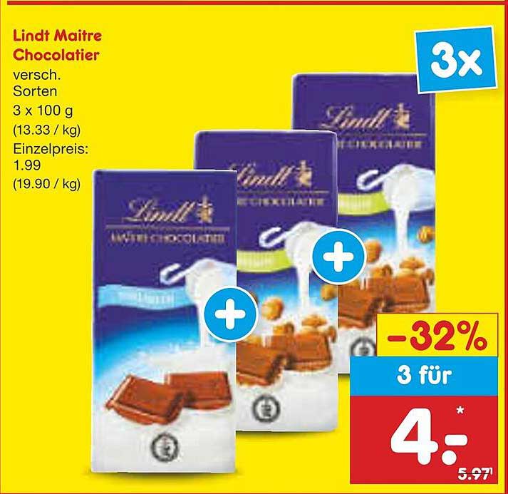 Lindt Maitre Chocolatier 3 x 100 g