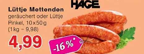 Lüttje Mettenden geräuchert oder Lüttje Pinkel, 10 x 50 g