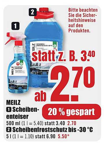 MEILZ Scheibentferner 500 ml und Scheibenfrostschutz bis -30 °C