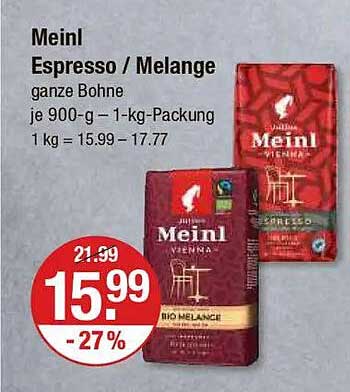 Meinl Espresso / Melange ganze Bohne 900 g