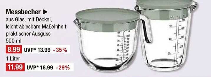 Messbecher aus Glas mit Deckel, 500 ml