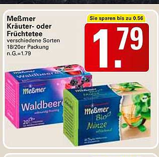 Meßmer Kräuter- oder Früchtetee - verschiedene Sorten 18/20er Packung