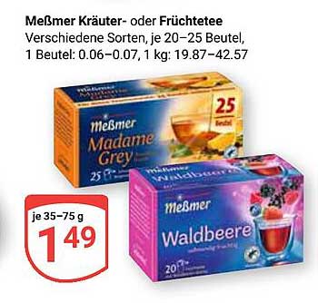 Meßmer Kräuter- oder Früchtetee - verschiedene Sorten