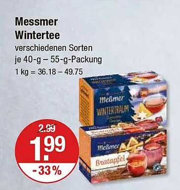 Messmer Wintertee 40-g - 55-g-Packung, verschiedene Sorten