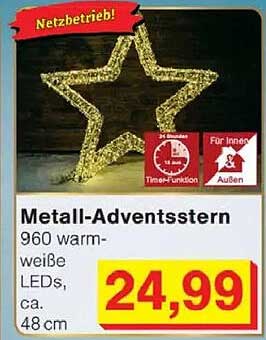 Metall-Adventstern mit 960 warm-weißen LEDs, ca. 48 cm