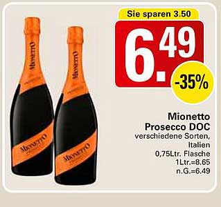Mionetto Prosecco DOC verschiedene Sorten, Italien