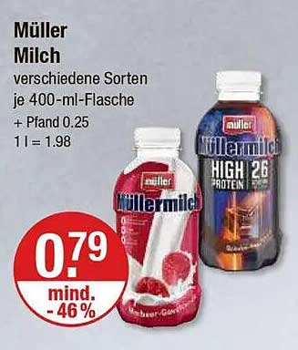 Müller Milch verschiedene Sorten 400-ml-Flasche