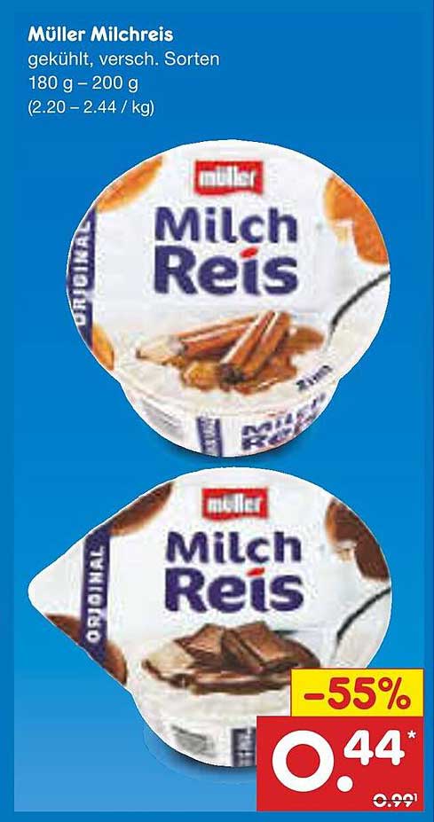Müller Milchreis gekühlt, versch. Sorten 180 g - 200 g