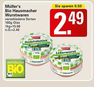 Müller's Bio Hausmacher Wurstwaren - verschiedene Sorten 160g Glas