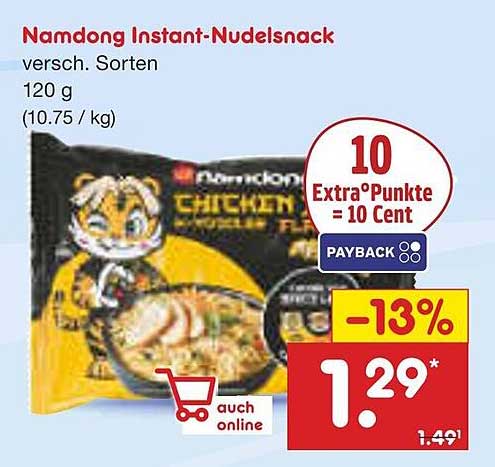 Namdong Instant-Nudelsnack - verschiedene Sorten, 120 g