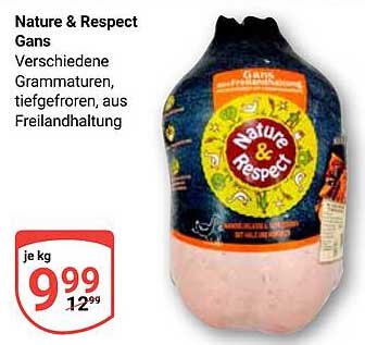 Nature & Respect Gans – Verschiedene Grammaturen, tiefgefroren, aus Freilandhaltung