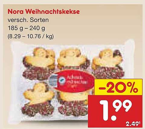 Nora Weihnachtskekse verschieden Sorten 185 g - 240 g