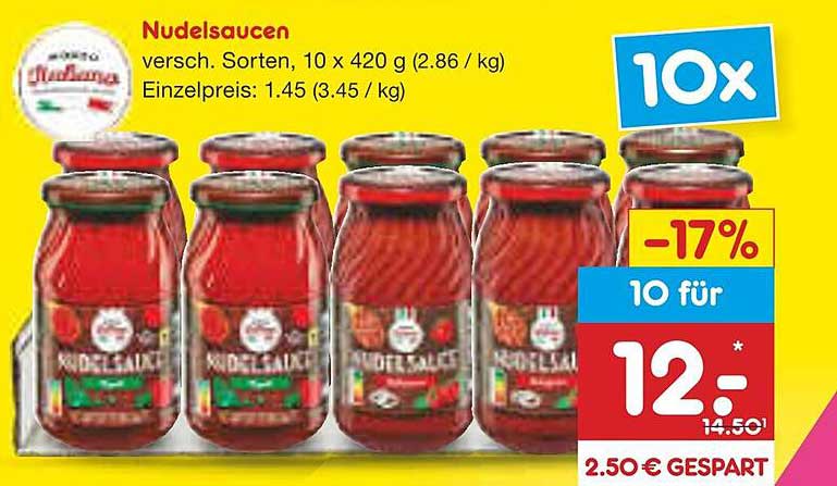 Nudelsaucen - 10x 420 g abwechslungsreiche Sorten
