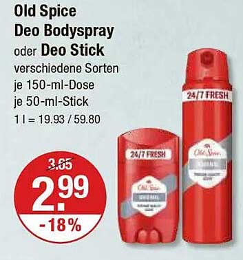 Old Spice Deo Bodyspray oder Deo Stick verschiedene Sorten 150-ml-Dose oder 50-ml-Stick