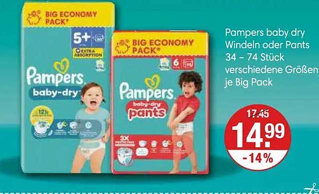 Pampers baby dry Windeln oder Pants – Big Economy Pack