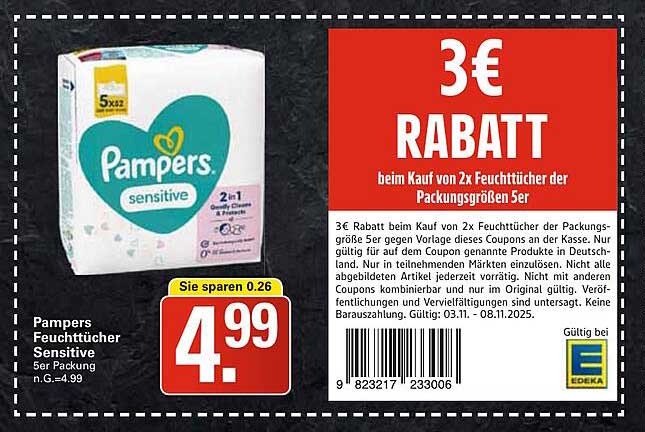 Pampers Feuchttücher Sensitive 5er Packung
