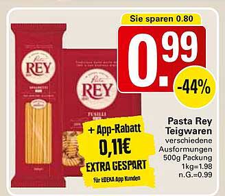 Pasta Rey Teigwaren - 500g Packung für nur 0,99 €