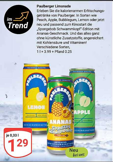 Paulberger Limonade – Spongebob Schwammkopf Edition