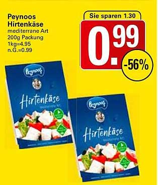 Peynoos Hirtenkäse mediterrane Art 200g Packung