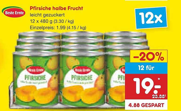 Pfirsiche halbe Frucht leicht gezuckert 12 x 480 g
