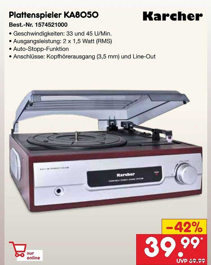 Plattenspieler KA805O von Karcher